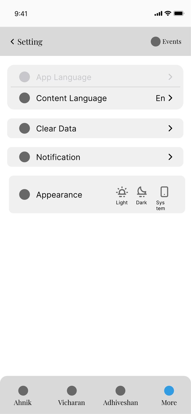 Settings screen